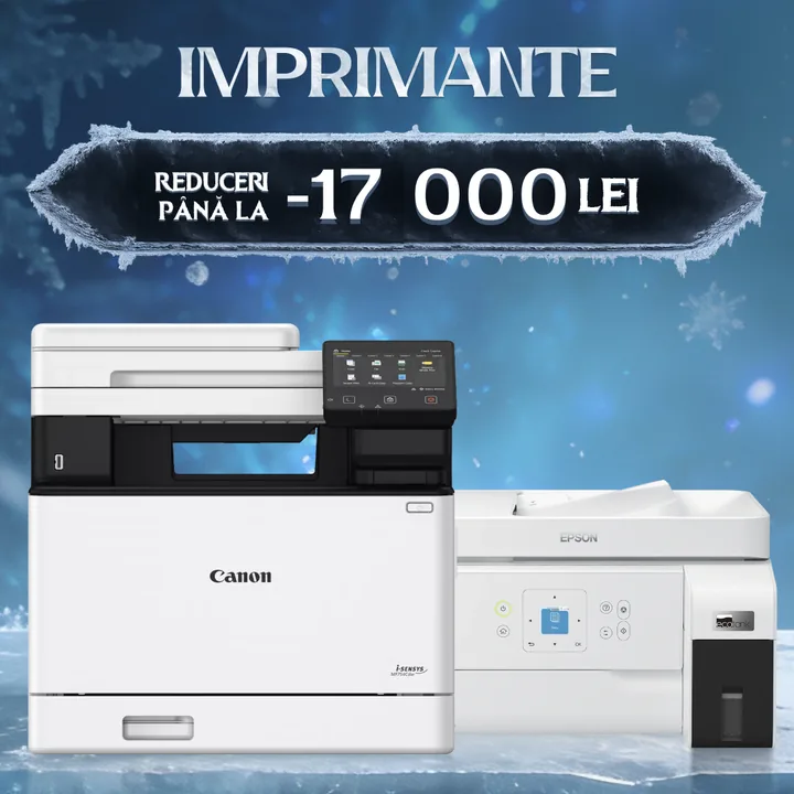 Winter Sale — carusel, șase slide-uri — Imprimante −17 000 lei